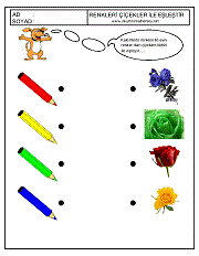 okul öncesi renkler çalışma sayfaları; renkleri eşleştirme çalışmaları